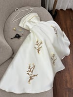 فستان سهرة بيج خامة ميكادو صدر كسرات