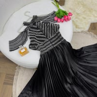 فستان سهرة تفته استرتش بجيبون فصوص اصلية