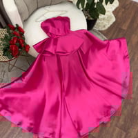 فستان سهرة فوشي خامة ميكادو دبل كلوش نافش