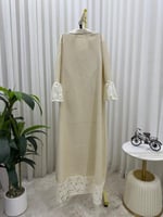 جلابية (ميدي) من الكتان الفاخر بتطريز يدوي وتفاصيل...