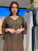 جلابية بالوان ملكية بتطريز كريستالي فاخر