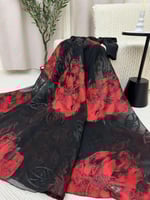 فستان سهرة فخم خامه كريب كم واحد مزين ورده على ذيل...