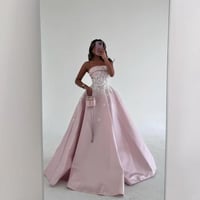 فستان سهره 3 الوان خامة ميكادو دبل كلوش تطريز خرز...