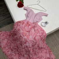 فستان سهرة مشجر ورد توب كريب طبي