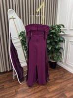 فستان بنفسجي طويل باربي مع أكمام طويلة كشكشة