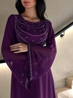 فستان الشيفون الملكي بتطريز يدوي فاخر - أرجواني