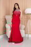 فستان سهرة ناعم باربي بدون أكمام باللون الأحمر