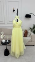 فستان سهره ليموني جازار لمعه كسرات على رقبه X