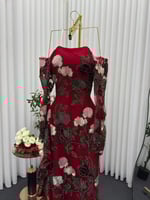 فستان "أناقة العيد" الفاخر - تل مطرز وزركون (أحمر...