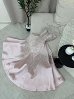 فستان سهرة 3 الون ميكادو واقف دبل كلوش تطريز خرز ش...