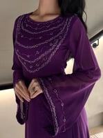 فستان الشيفون الملكي بتطريز يدوي فاخر - أرجواني