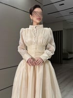 فستان ميدي سهرة "أورجانزا أكرنكل" بطبقات أنثوية -...