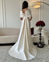 فساتين سهرة سواريه اوف وايت طويل ميكادو مخرز كمبيو...