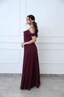 فستان ناعم شيفون انسيابي بلون عنابي