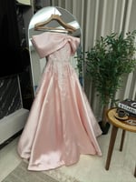 فستان سهره لونين من خامة الميكادو تطريز خرز كلفه ي...