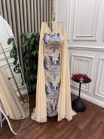 جلابية رمضانية باربي مطرز كمبيوتر مع بشت شيفون