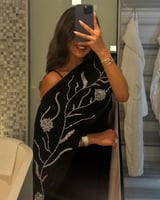 فستان اسود سهره مميز باربي على وشاح تطريز خرز شغل...