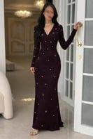 فستان سهرة كريب ليكرا مطرز - أناقة ملكية