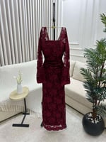 فستان سهرة دانتيل عودي أنيق