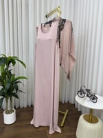 جلابية بشت كتان بتطريز هندسي فاخر