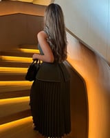 فستان العيد ناعم انيق زيتي كسرات