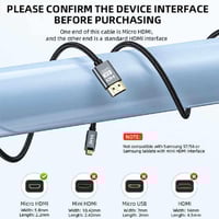كيبل من مايكرو HDMI للكاميرا الى HDMI يدعم 4K قماش...