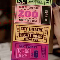 ملصقات تذاكر متنوعة | خمس حبات