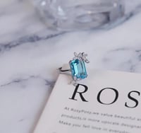 خاتم حجر اكوامارين فضة عيار 925