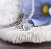 خاتم حجر اكوامارين مطلي فضة