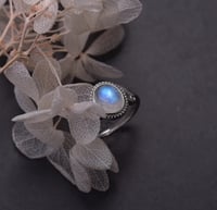 خاتم حجر القمر مطلي فضة