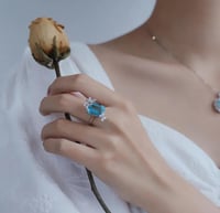 خاتم حجر اكوامارين فضة عيار 925