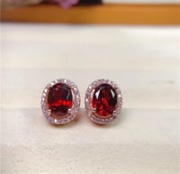 حلق حجر ياقوت (روبي) فضة عيار 925