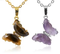 قلادة فراشه من حجر جشمت الامثيست ( Amethyst )