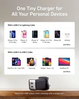 شاحن جداري انكر نانو برو بقوة 40 واط بمنفذين USB-C