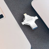 فلاش درايف نقل البيانات 4 في 1, 128GB - سيلفر Gree...