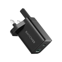 شاحن جداري راف باور 30 واط بمنفذ تايب سي ومنفذ يو...