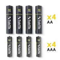 شاحن بطاريات ليثيوم تكتك مع 8 بطاريات قابلة للشحن...