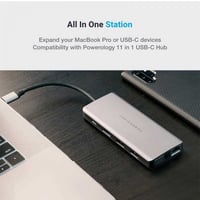 باورلوجي محول 11 في 1 USB-C - رمادي