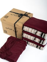 طقم ثلاث شراشف صلاة مفصله (عنابي) مع سجاد