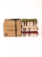 طقم ثلاث شراشف صلاة مربعه ( ملون ) مع سجاد