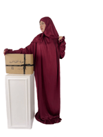 بكج جلباب الصلاة المفصل وسجادة المحراب ( عنابي)