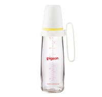 رضاعة زجاجية برقبة رفيعة وغطاء أبيض ومقبض بيجون -...