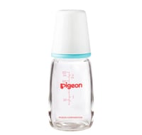 رضاعة زجاجية برقبة رفيعة وغطاء أبيض بيجون - 120 مل...