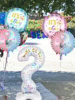 بالون استفهام ودوائر لحفل كشف جنس الجنين