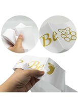 وشاح للأم والاب ابيض وذهبي لحفل كشف جنس الجنين