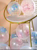 بالونات شفافه بكتابة لحفل كشف جنس الجنين