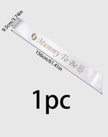 وشاح ابيض وذهبي لحفل كشف جنس الجنين