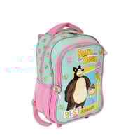 شنطة مدرسية ترولي سارة و الدب مع مقلمة لون وردي و...