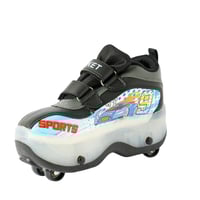 حذاء تزلج جلد بعجلات للاطفال بتصميم مميز لون اسود...