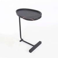 طاولة خدمة جانبية خشب بقاعدة حديد باللون الاسود مق...